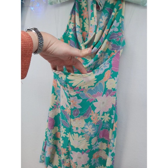 NWT See You Monday Dress Womens SZ M Cowl Neck Tied Halter Stretch Floral Print - Picture 13 of 16
